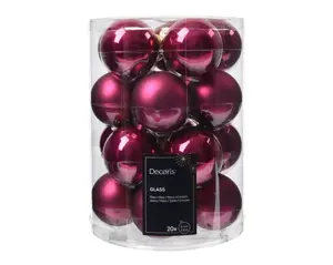 Decoris kerstballen set glas 6cm 20st granaatappel - afbeelding 1