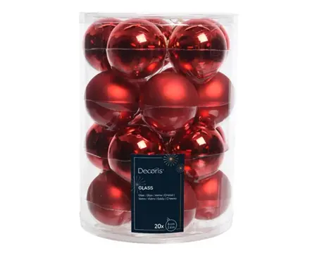 Decoris kerstballen set glas 6cm 20st kerstrood - afbeelding 1