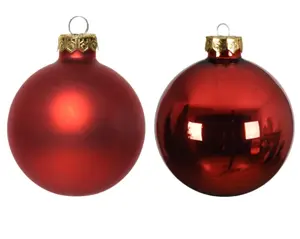 Decoris kerstballen set glas 6cm 20st kerstrood - afbeelding 2