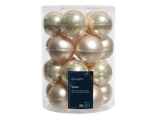 Decoris kerstballen set glas 6cm 20st parel - afbeelding 1