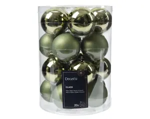 Decoris kerstballen set glas 6cm 20st rosemarijn