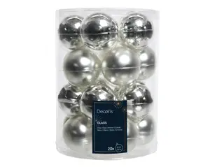 Decoris kerstballen set glas 6cm 20st zilver - afbeelding 1