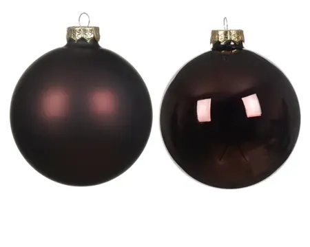 Decoris kerstballen set glas 6cm 20st zwart truffel - afbeelding 2