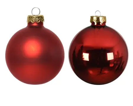 Decoris kerstballen set glas 7cm 8st kerstrood - afbeelding 2