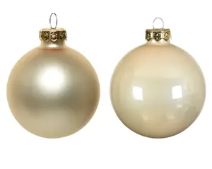 Decoris kerstballen set glas 7cm 8st parel - afbeelding 2