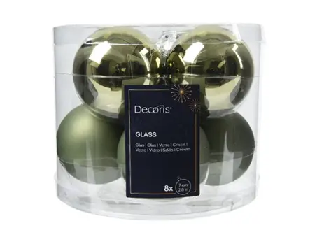 Decoris kerstballen set glas 7cm 8st rosemarijn