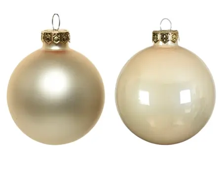 Decoris kerstballen set glas 7cm 8st winterwit - afbeelding 2