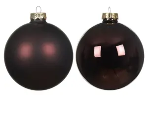 Decoris kerstballen set glas 7cm 8st zwart truffel  - afbeelding 2