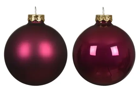 Decoris kerstballen set glas 8cm 6st granaatappel - afbeelding 2