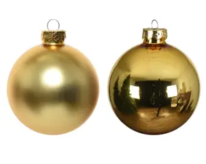 Decoris kerstballen set glas 8cm 6st lichtgoud - afbeelding 2