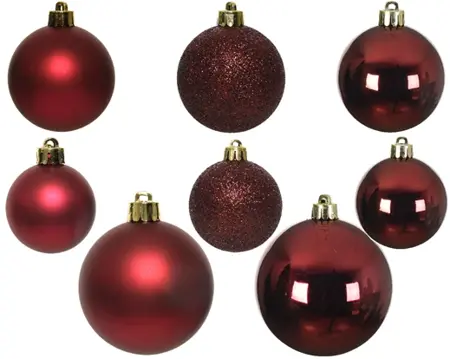 Decoris kerstballen set plastic 10cm 26st ossenbloed - afbeelding 2