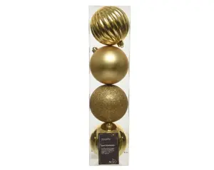 Decoris kerstballen set plastic 10cm 4st licht goud - afbeelding 1