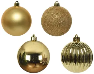 Decoris kerstballen set plastic 10cm 4st licht goud - afbeelding 2