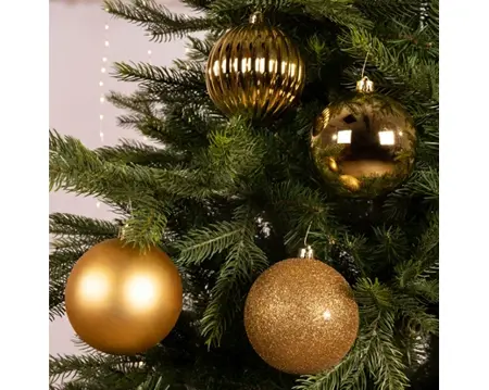 Decoris kerstballen set plastic 10cm 4st licht goud - afbeelding 3