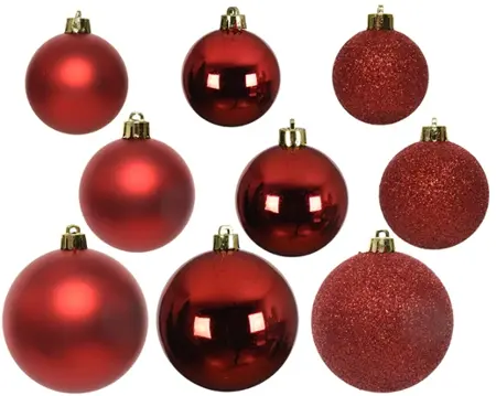 Decoris kerstballen set plastic 26st kerstrood - afbeelding 2