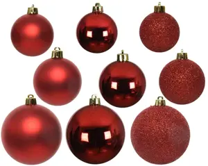 Decoris kerstballen set plastic 26st kerstrood - afbeelding 2