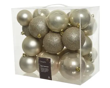 Decoris kerstballen set plastic 26st parel - afbeelding 1