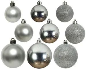 Decoris kerstballen set plastic 26st zilver