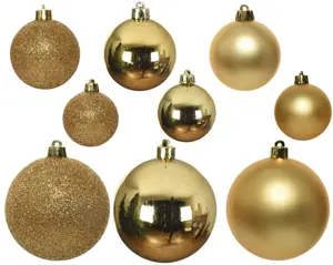 Decoris kerstballen set plastic 30st licht goud - afbeelding 2