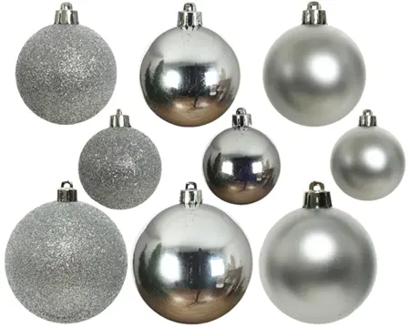 Decoris kerstballen set plastic 30st zilver - afbeelding 2