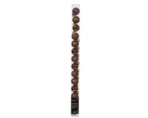 Decoris kerstballen set plastic 3cm 14st espresso - afbeelding 1