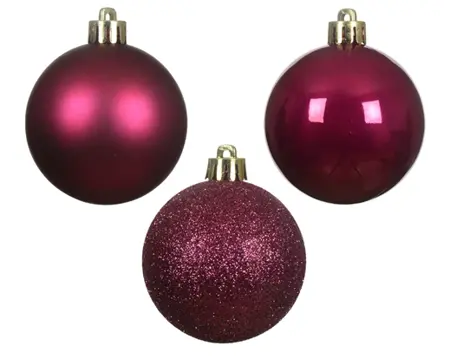 Decoris kerstballen set plastic 3cm 14st granaatappel - afbeelding 2