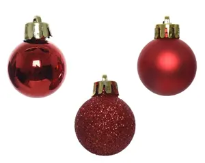 Decoris kerstballen set plastic 3cm 14st kerstrood - afbeelding 2