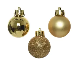 Decoris kerstballen set plastic 3cm 14st licht goud - afbeelding 2