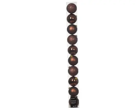 Decoris kerstballen set plastic 6cm 10st espresso - afbeelding 1