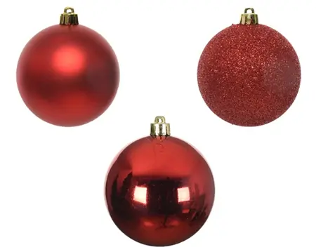 Decoris kerstballen set plastic 6cm 10st kerstrood - afbeelding 2