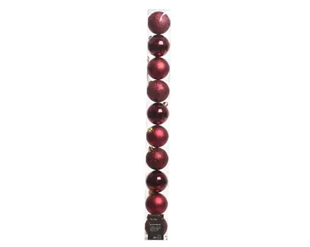 Decoris kerstballen set plastic 6cm 10st ossenbloed - afbeelding 1