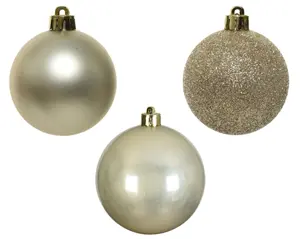 Decoris kerstballen set plastic 6cm 10st parel - afbeelding 2