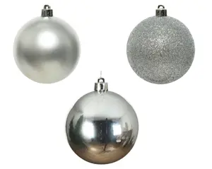 Decoris kerstballen set plastic 6cm 10st zilver - afbeelding 2