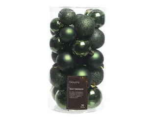 Decoris kerstballen set plastic 6cm 30st dennengroen - afbeelding 1