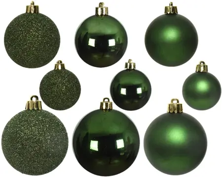 Decoris kerstballen set plastic 6cm 30st dennengroen - afbeelding 2