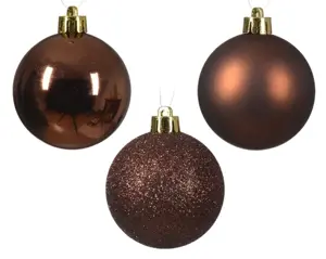 Decoris kerstballen set plastic 6cm 30st espresso - afbeelding 2