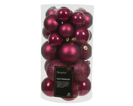 Decoris kerstballen set plastic 6cm 30st granaatappel - afbeelding 1