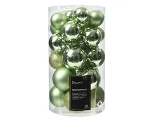 Decoris kerstballen set plastic 6cm 30st groene thee - afbeelding 1