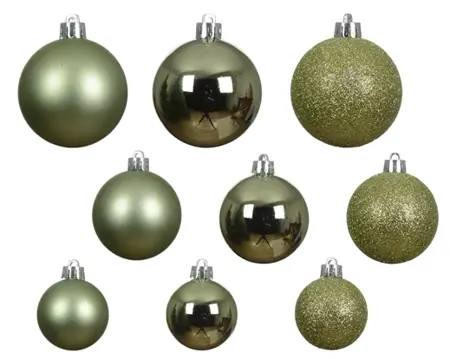 Decoris kerstballen set plastic 6cm 30st groene thee - afbeelding 2