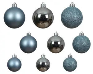 Decoris kerstballen set plastic 6cm 30st ijsblauw - afbeelding 2