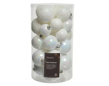 Decoris kerstballen set plastic 6cm 30st iris - afbeelding 1