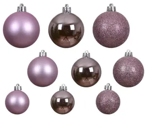 Decoris kerstballen set plastic 6cm 30st lila - afbeelding 2