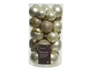 Decoris kerstballen set plastic 6cm 30st parel - afbeelding 1