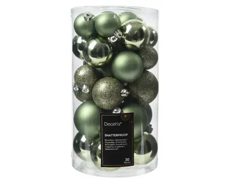 Decoris kerstballen set plastic 6cm 30st rosemarijn - afbeelding 1