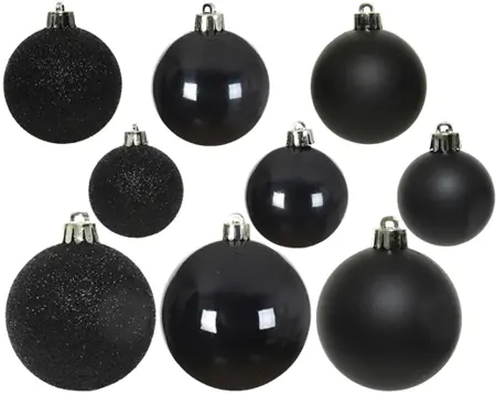 Decoris kerstballen set plastic 6cm 30st zwart - afbeelding 2