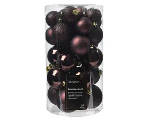 Decoris kerstballen set plastic 6cm 30st zwarte truffel - afbeelding 1