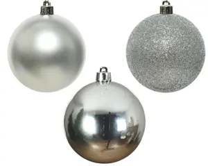 Decoris kerstballen set plastic 8cm 34st zilver - afbeelding 2