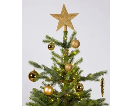 Decoris kerstballen set plastic + piek 33st licht goud - afbeelding 4