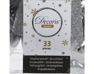 Decoris kerstballen set plastic + piek 33st zilver