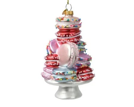 Decoris kersthanger glas macaron 8x8x13.5cm